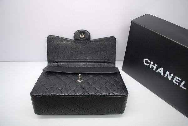 Chanel Jumbo Double Flaps Bag Black Original Caviar Leather A36097 Silver Chanel Jumbo Double Flaps Bag Black Original Caviar Leather A36097 Silver
