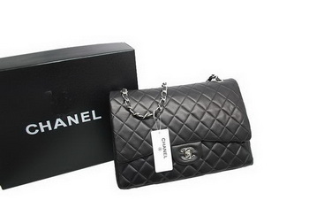 Top Quality Chanel Maxi Double Flaps Bag Black Original Lambskin Leather A36098 Silver Top Quality Chanel Maxi Double Flaps Bag Black Original Lambskin Leather A36098 Silver