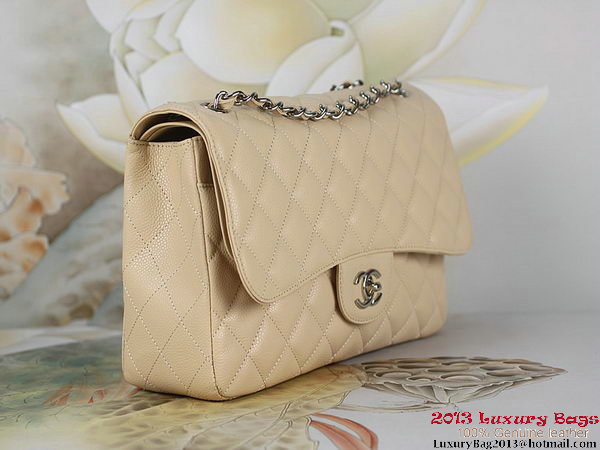 Chanel Classic Flap Bag Apricot Original Cannage Patterns Leather Silver Chanel Classic Flap Bag Apricot Original Cannage Patterns Leather Silver