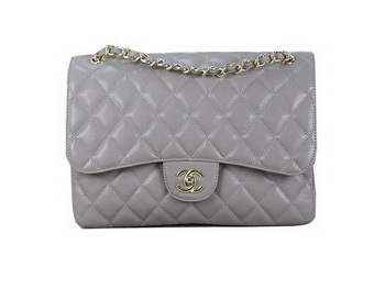 Chanel Classic Flap Bag Gray Original Cannage Patterns Leather Gold Chanel Classic Flap Bag Gray Original Cannage Patterns Leather Gold
