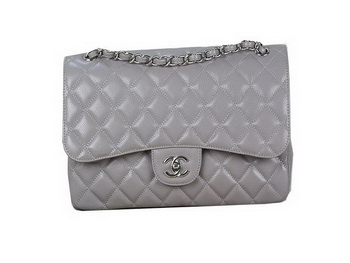 Chanel Classic Flap Bag Gray Original Cannage Patterns Leather Silver Chanel Classic Flap Bag Gray Original Cannage Patterns Leather Silver