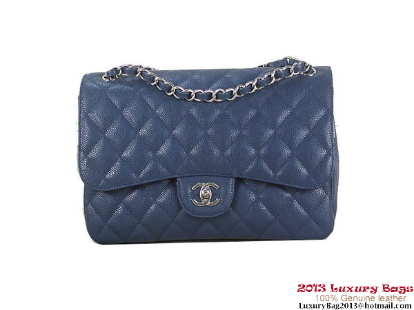Chanel Classic Flap Bag RoyalBlue Original Cannage Patterns Leather Silver