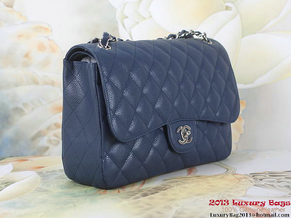 Chanel Classic Flap Bag RoyalBlue Original Cannage Patterns Leather Silver Chanel Classic Flap Bag RoyalBlue Original Cannage Patterns Leather Silver