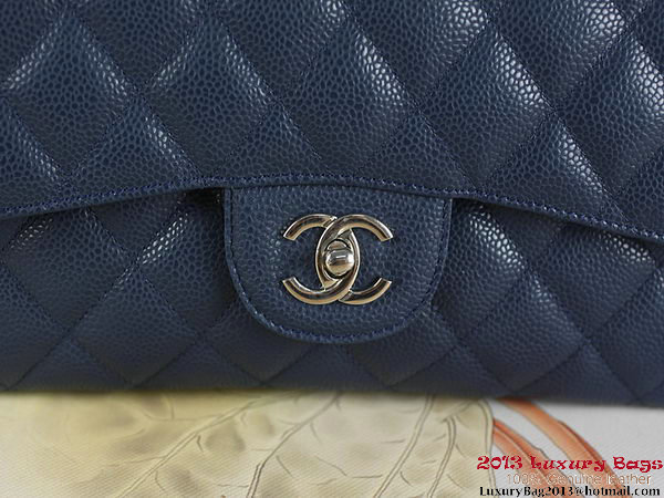 Chanel Classic Flap Bag RoyalBlue Original Cannage Patterns Leather Silver Chanel Classic Flap Bag RoyalBlue Original Cannage Patterns Leather Silver
