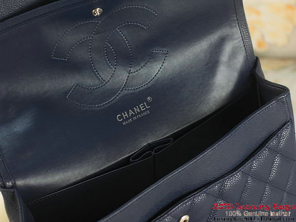 Chanel Classic Flap Bag RoyalBlue Original Cannage Patterns Leather Silver Chanel Classic Flap Bag RoyalBlue Original Cannage Patterns Leather Silver