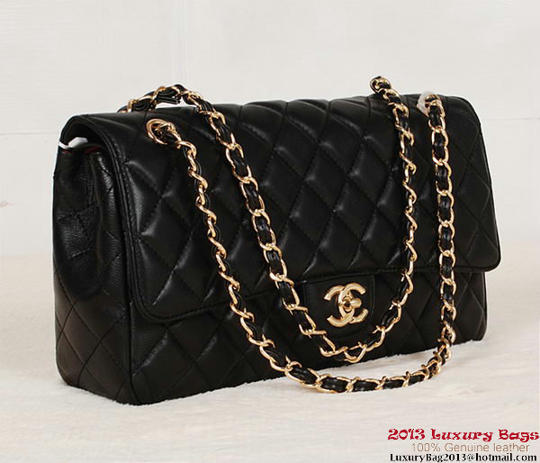 Chanel Classic Flap Bag 1113 Black Sheepskin Gold Chanel Classic Flap Bag 1113 Black Sheepskin Gold