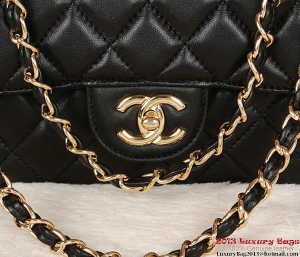 Chanel Classic Flap Bag 1113 Black Sheepskin Gold Chanel Classic Flap Bag 1113 Black Sheepskin Gold