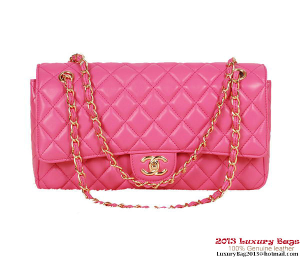 Chanel Classic Flap Bag 1113 Rose Sheepskin Gold