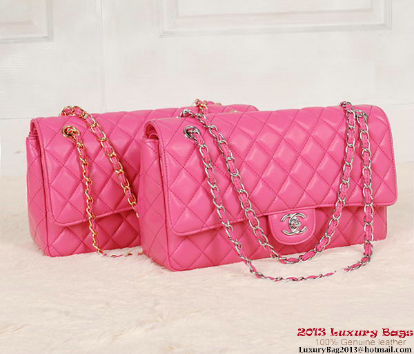 Chanel Classic Flap Bag 1113 Rose Sheepskin Silver Chanel Classic Flap Bag 1113 Rose Sheepskin Silver