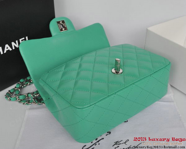 Chanel Classic Flap Bags Green Original Sheepskin Leather A1116 Silver Chanel Classic Flap Bags Green Original Sheepskin Leather A1116 Silver