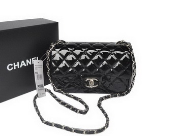 Chanel Classic Flap Bags Black Original Patent Leather A1116 Silver Chanel Classic Flap Bags Black Original Patent Leather A1116 Silver