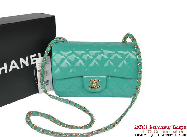 Chanel Classic Flap Bags Light Green Original Patent Leather A1116 Gold