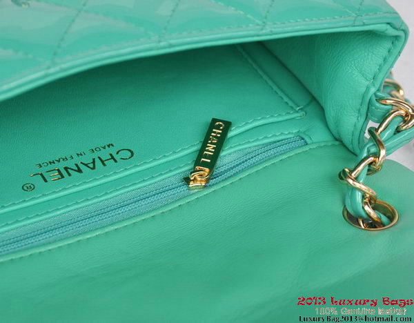 Chanel Classic Flap Bags Light Green Original Patent Leather A1116 Gold Chanel Classic Flap Bags Light Green Original Patent Leather A1116 Gold