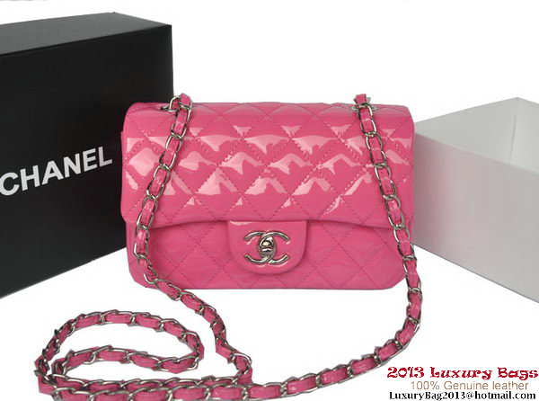 Chanel Classic Flap Bags Rose Original Patent Leather A1116 Silver