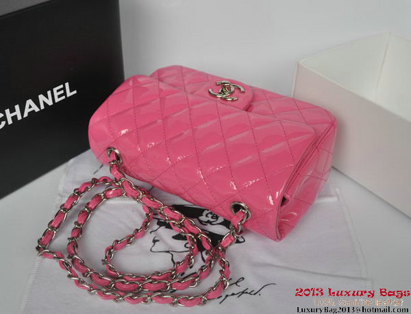 Chanel Classic Flap Bags Rose Original Patent Leather A1116 Silver Chanel Classic Flap Bags Rose Original Patent Leather A1116 Silver