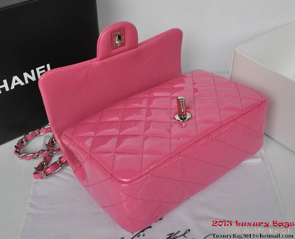 Chanel Classic Flap Bags Rose Original Patent Leather A1116 Silver Chanel Classic Flap Bags Rose Original Patent Leather A1116 Silver
