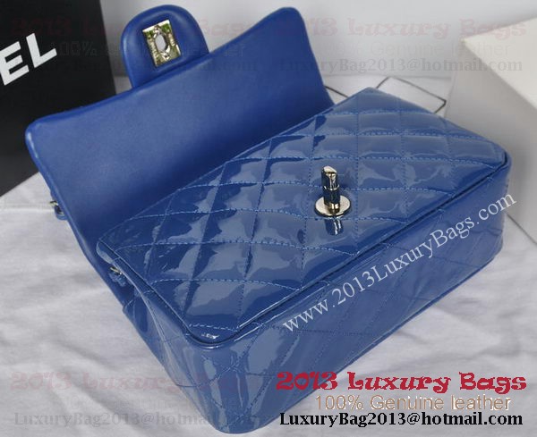 Chanel Classic Flap Bags Blue Original Patent Leather A1116 Silver Chanel Classic Flap Bags Blue Original Patent Leather A1116 Silver