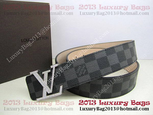 Louis Vuitton Damier Graphite Canvas Belt LV2050 Silver Louis Vuitton Damier Graphite Canvas Belt LV2050 Silver