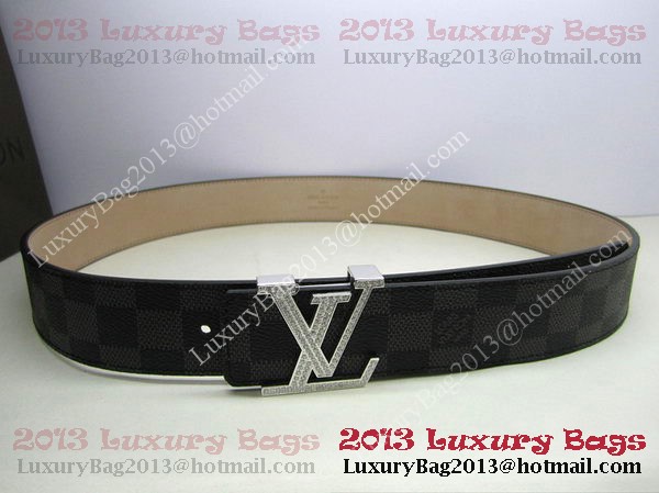 Louis Vuitton Damier Graphite Canvas Belt LV2050 Silver Louis Vuitton Damier Graphite Canvas Belt LV2050 Silver