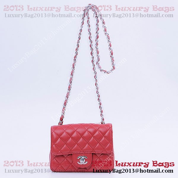 Chanel mini Classic Flap Bag Red Sheekskin 1115 Silver Chanel mini Classic Flap Bag Red Sheekskin 1115 Silver