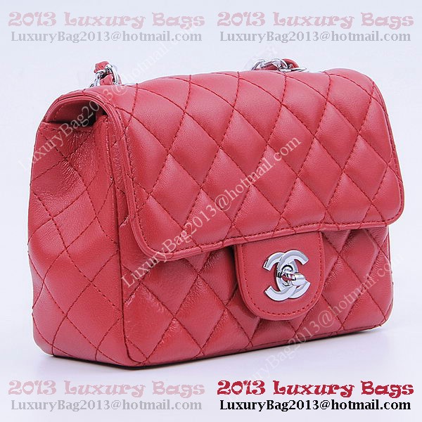 Chanel mini Classic Flap Bag Red Sheekskin 1115 Silver Chanel mini Classic Flap Bag Red Sheekskin 1115 Silver