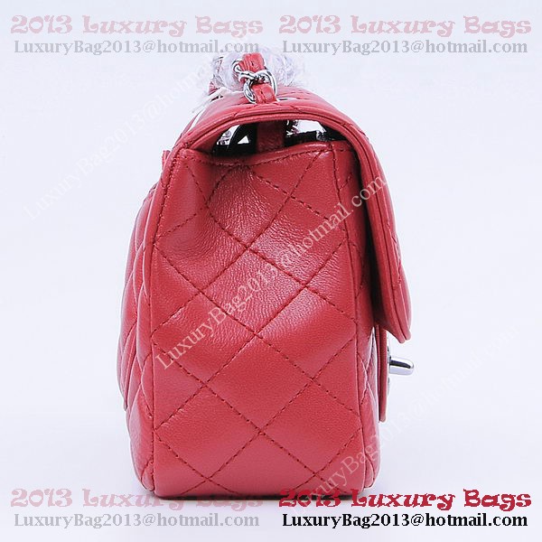 Chanel mini Classic Flap Bag Red Sheekskin 1115 Silver Chanel mini Classic Flap Bag Red Sheekskin 1115 Silver