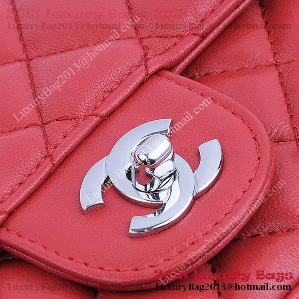 Chanel mini Classic Flap Bag Red Sheekskin 1115 Silver Chanel mini Classic Flap Bag Red Sheekskin 1115 Silver