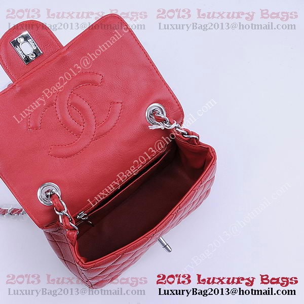 Chanel mini Classic Flap Bag Red Sheekskin 1115 Silver Chanel mini Classic Flap Bag Red Sheekskin 1115 Silver