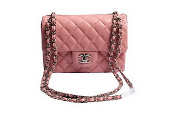 Chanel Classic Flap Bags Pink Original Sheepskin Leather A1116 Silver Chanel Classic Flap Bags Pink Original Sheepskin Leather A1116 Silver