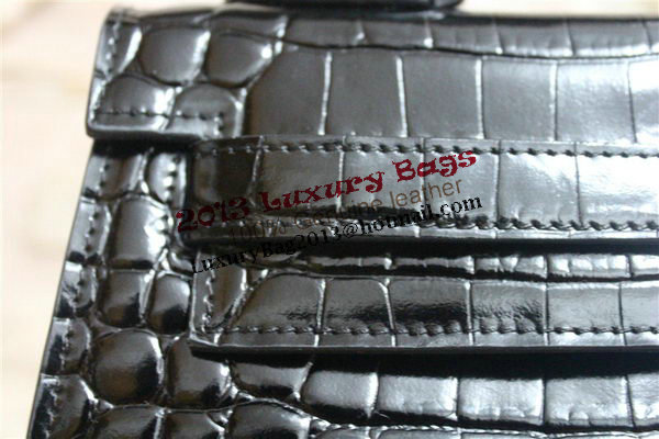 Hermes Kelly 32cm Shoulder Bag Black Croco Patent Leather K32 Silver Hermes Kelly 32cm Shoulder Bag Black Croco Patent Leather K32 Silver