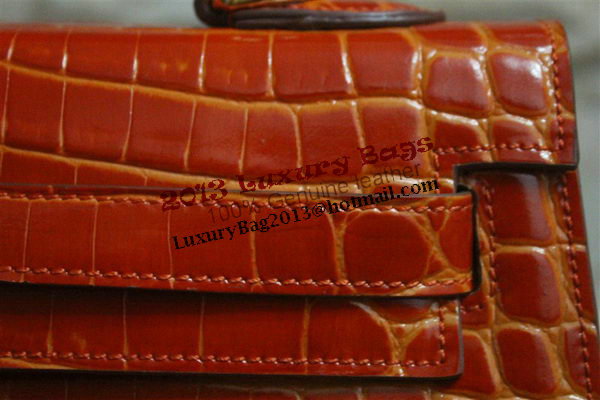 Hermes Kelly 32cm Shoulder Bag Orange Croco Patent Leather K32 Gold Hermes Kelly 32cm Shoulder Bag Orange Croco Patent Leather K32 Gold