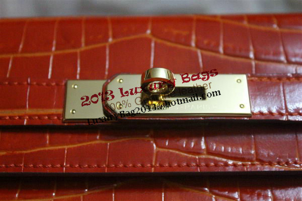 Hermes Kelly 32cm Shoulder Bag Orange Croco Patent Leather K32 Gold Hermes Kelly 32cm Shoulder Bag Orange Croco Patent Leather K32 Gold