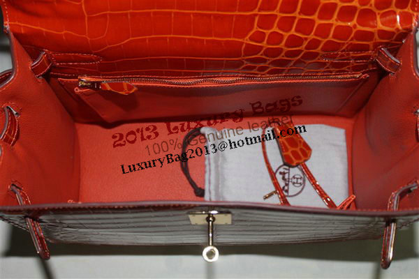 Hermes Kelly 32cm Shoulder Bag Orange Croco Patent Leather K32 Gold Hermes Kelly 32cm Shoulder Bag Orange Croco Patent Leather K32 Gold