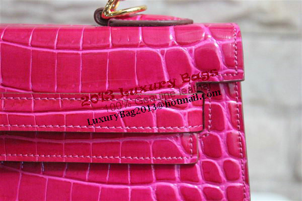 Hermes Kelly 32cm Shoulder Bag Rose Croco Patent Leather K32 Gold Hermes Kelly 32cm Shoulder Bag Rose Croco Patent Leather K32 Gold