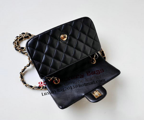 Chanel mini Classic Flap Bag Black Sheekskin 1117 Gold Chanel mini Classic Flap Bag Black Sheekskin 1117 Gold