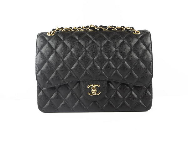 Chanel Classic Flap Bag 1113 Black Original Caviar Leather Gold