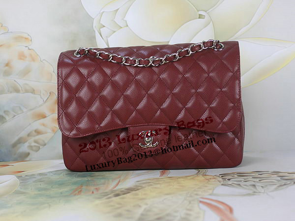Chanel Classic Flap Bag 1113 Burgundy Original Cannage Pattern Leather Silver Chanel Classic Flap Bag 1113 Burgundy Original Cannage Pattern Leather Silver