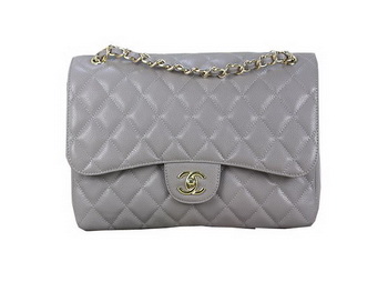 Chanel Classic Flap Bag 1113 Gray Original Cannage Pattern Leather Gold Chanel Classic Flap Bag 1113 Gray Original Cannage Pattern Leather Gold