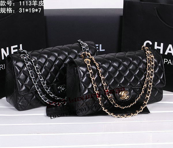 Chanel Classic Flap Bag 1113 Black Sheepskin Leather Chanel Classic Flap Bag 1113 Black Sheepskin Leather