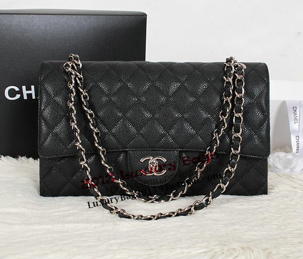 Chanel Classic Flap Bag 1113 Black Original Cannage Pattern Leather Silver Chanel Classic Flap Bag 1113 Black Original Cannage Pattern Leather Silver