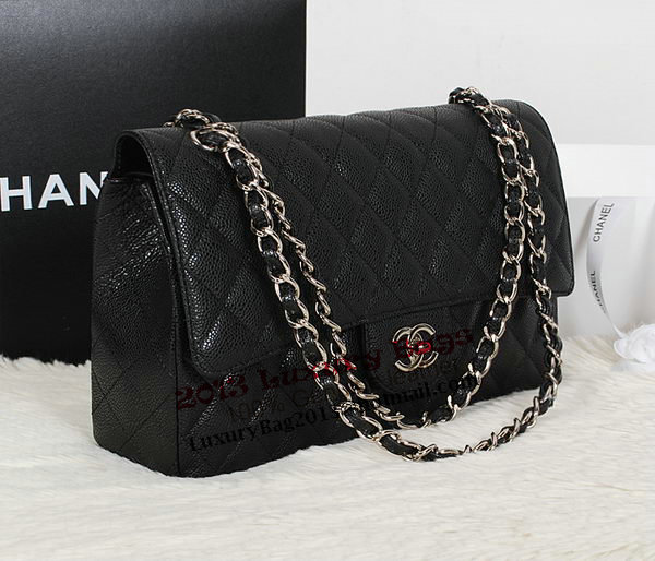 Chanel Classic Flap Bag 1113 Black Original Cannage Pattern Leather Silver Chanel Classic Flap Bag 1113 Black Original Cannage Pattern Leather Silver