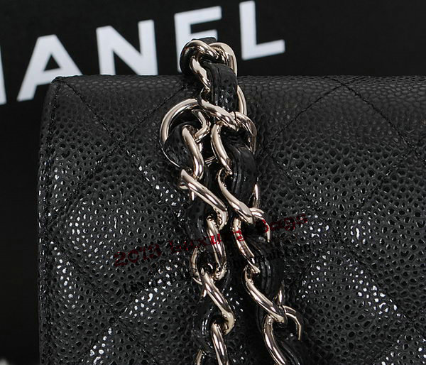 Chanel Classic Flap Bag 1113 Black Original Cannage Pattern Leather Silver Chanel Classic Flap Bag 1113 Black Original Cannage Pattern Leather Silver