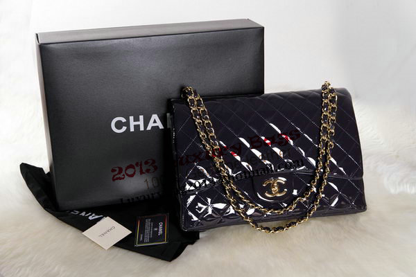Chanel Maxi Double Flaps Bag Dark Purple Original Patent Leather A36098 Gold Chanel Maxi Double Flaps Bag Dark Purple Original Patent Leather A36098 Gold