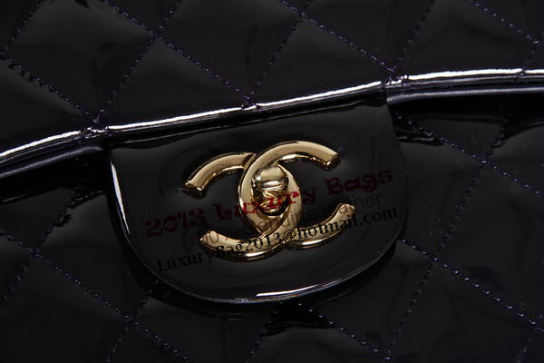 Chanel Maxi Double Flaps Bag Dark Purple Original Patent Leather A36098 Gold Chanel Maxi Double Flaps Bag Dark Purple Original Patent Leather A36098 Gold