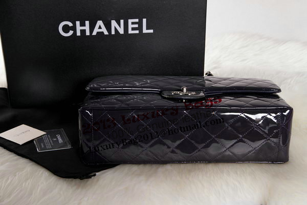 Chanel Maxi Double Flaps Bag Dark Purple Original Patent Leather A36098 Silver Chanel Maxi Double Flaps Bag Dark Purple Original Patent Leather A36098 Silver