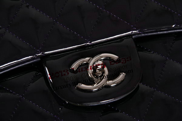 Chanel Maxi Double Flaps Bag Dark Purple Original Patent Leather A36098 Silver Chanel Maxi Double Flaps Bag Dark Purple Original Patent Leather A36098 Silver