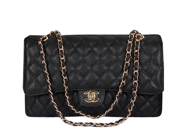 Chanel Classic Flap Bag 1119 Black Cannage Pattern Leather Gold
