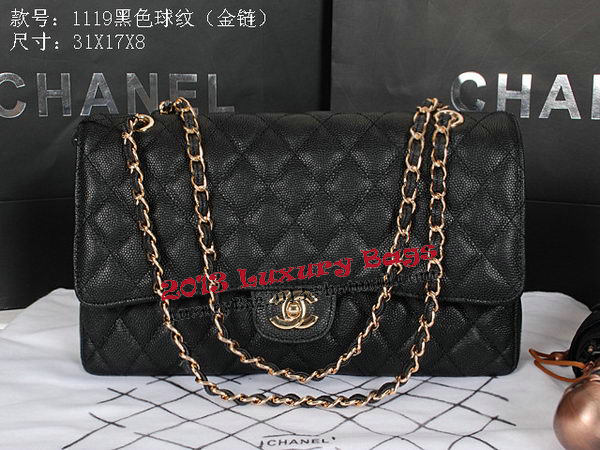 Chanel Classic Flap Bag 1119 Black Cannage Pattern Leather Gold Chanel Classic Flap Bag 1119 Black Cannage Pattern Leather Gold
