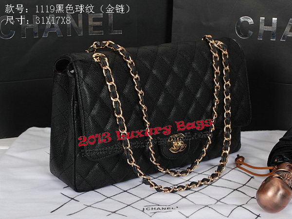 Chanel Classic Flap Bag 1119 Black Cannage Pattern Leather Gold Chanel Classic Flap Bag 1119 Black Cannage Pattern Leather Gold