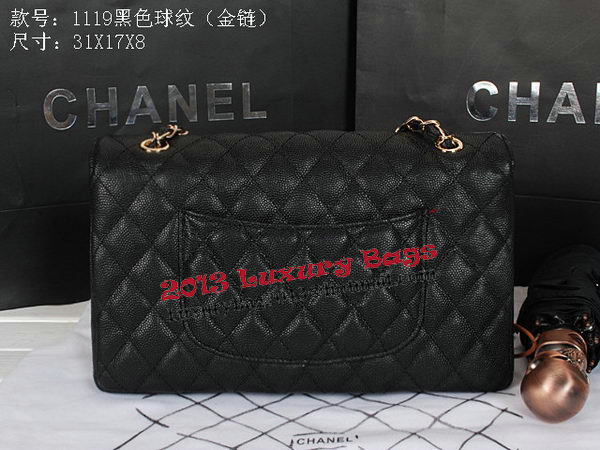 Chanel Classic Flap Bag 1119 Black Cannage Pattern Leather Gold Chanel Classic Flap Bag 1119 Black Cannage Pattern Leather Gold
